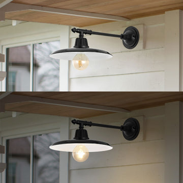 Bonner 12" Farmhouse Industrial Indoor/Outdoor Iron LED Victorian Arm Outdoor Sconce - JONATHAN Y